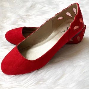NWB Red Flats with Cutout Detail